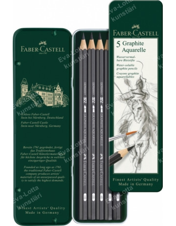 Faber-Castell Watercolor Graphite pencils in a metal case 5pcs